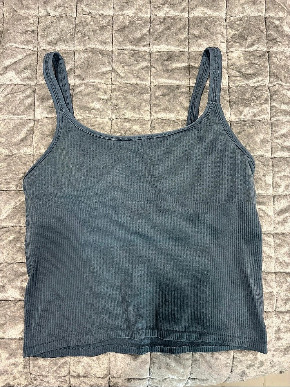 NWOT Lululemon Ebb to Street Scoop Neck Cropped Tank - Size 10, Dusty Blue